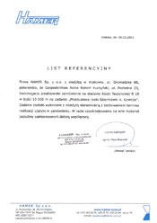 Referencja Firma HAMER Sp. z o.o.